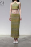 SWAYING/KNIT gradient strapless halterneck top SW23SS1T36 gradient green PS61